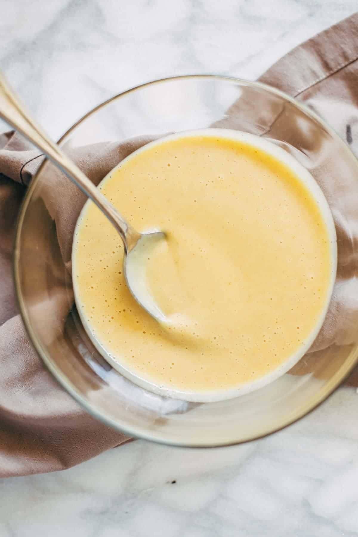 Honey mustard sauce in a bowl.