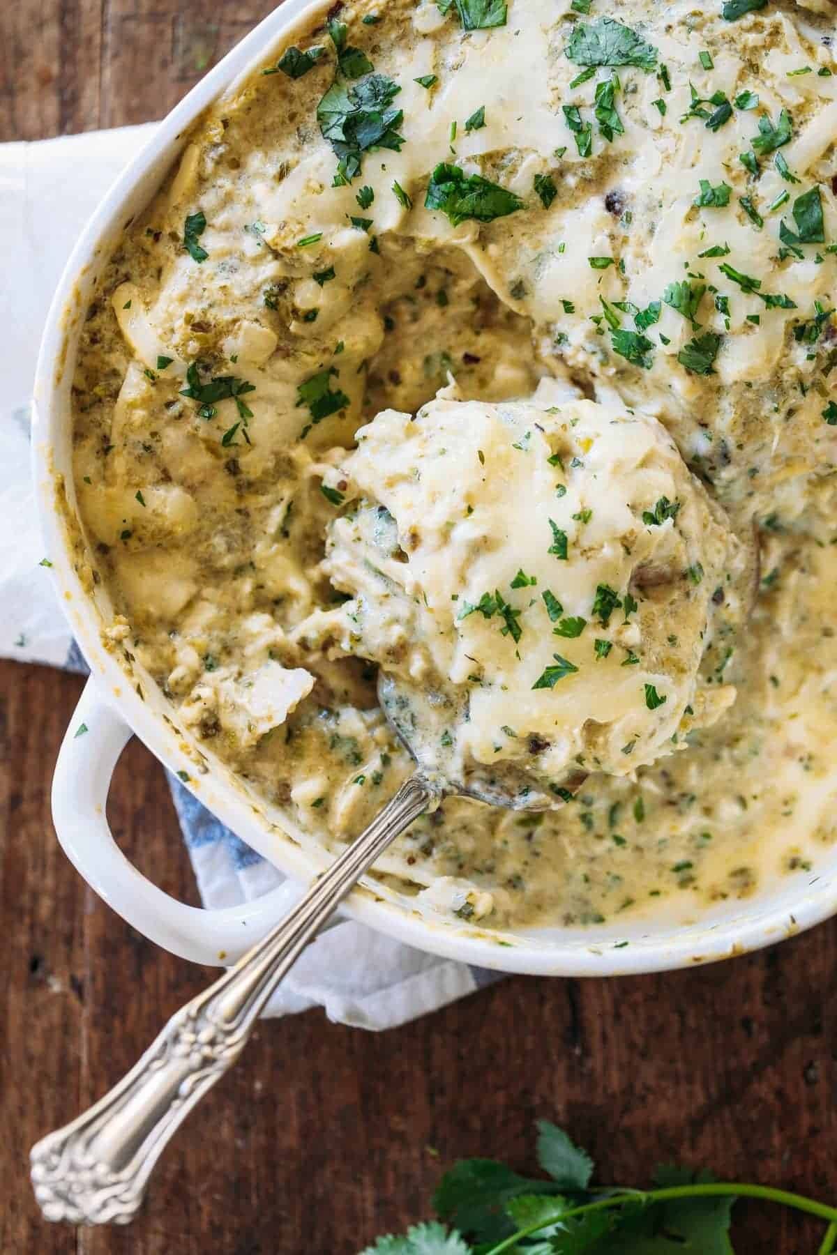 Chicken enchilada casserole.